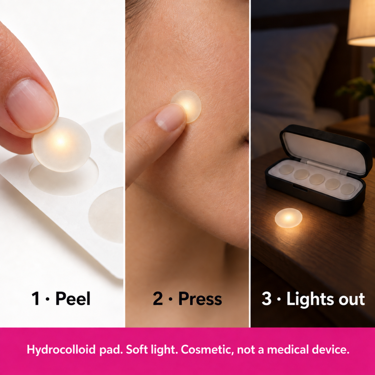 How a Lit Dot works: peel, press, lights out