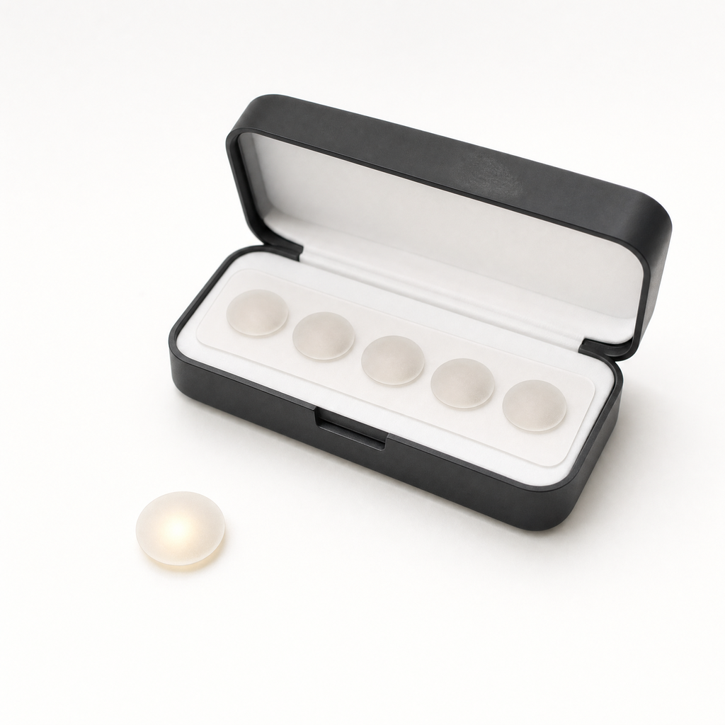 The open Lit Dots case with a glowing dot beside it